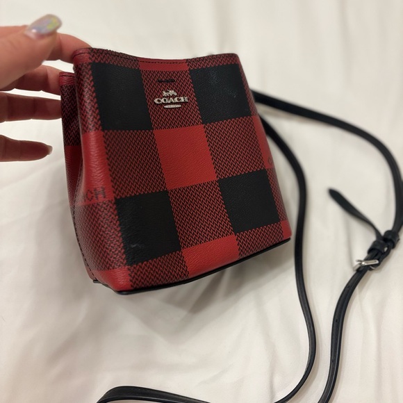 Coach Red and Black Plaid Crossbody Bag - Picture 2 of 5